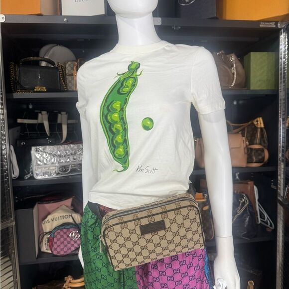 Authentic Gucci Monogram Gg Khaki Waist Fanny Belt Bumbag Bag - Picture 2 of 13